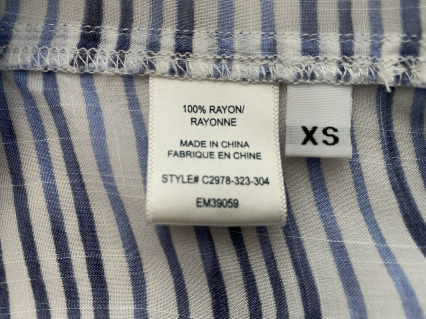 CLOTH & STONE White/Blue Striped Rayon Top, XS4