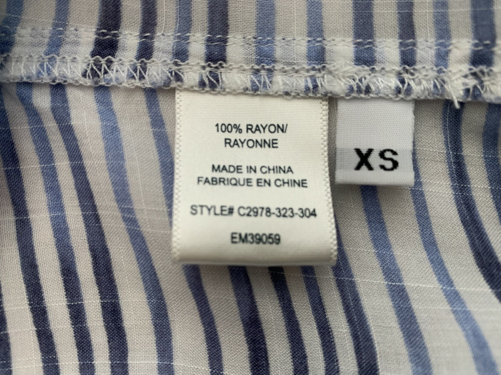 CLOTH & STONE White/Blue Striped Rayon Top, XS4