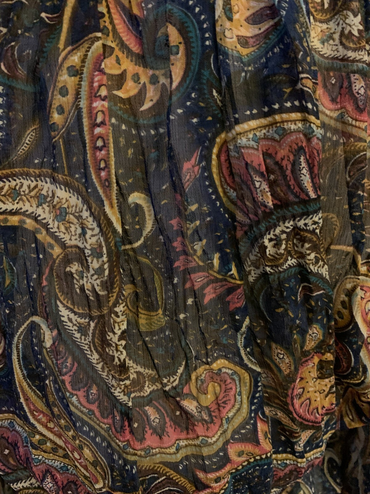 FIRE LOS ANGELES Feminine Navy & Pink Paisley Blouse, Size S2