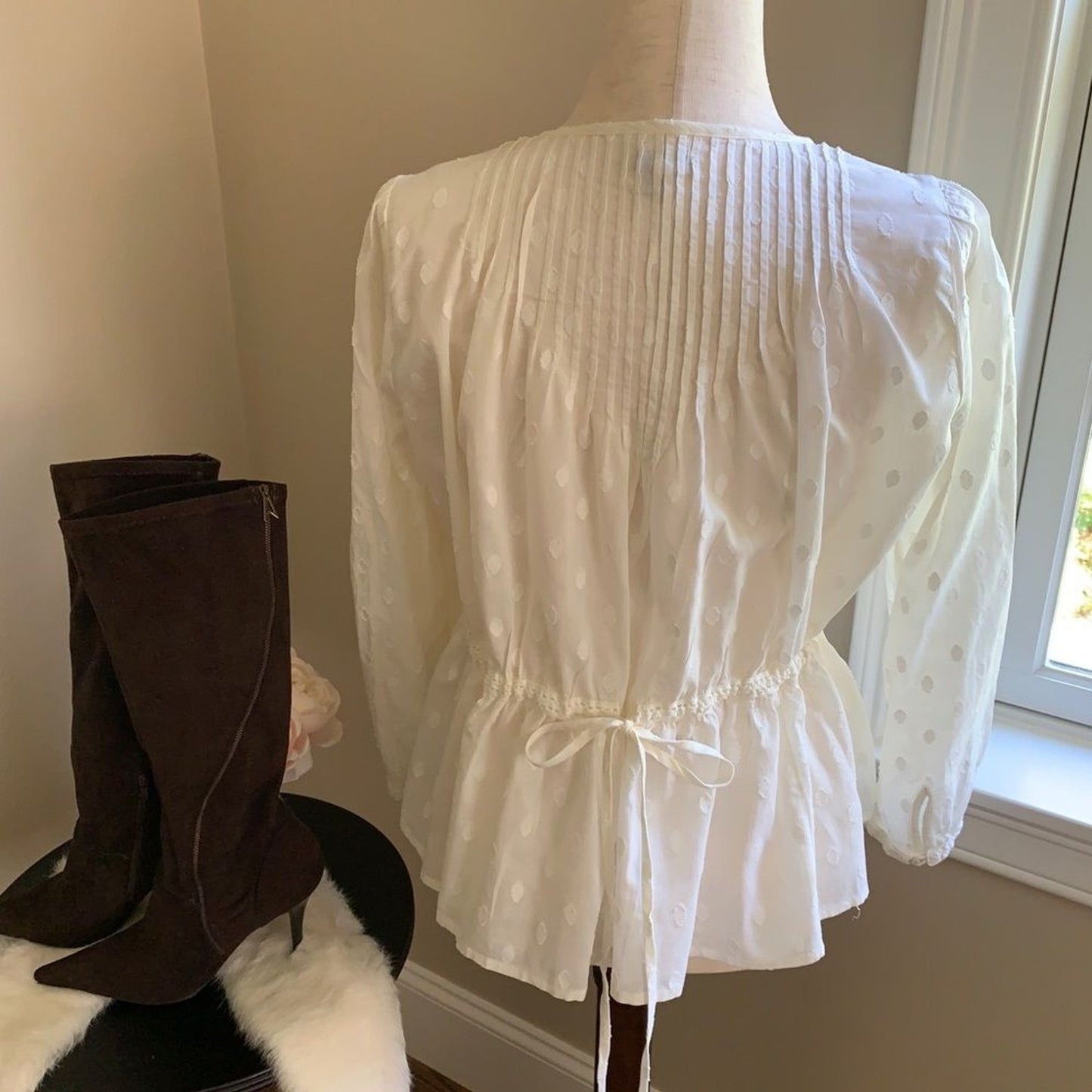 ECOTE 100% Cotton Peasant Cream Blouse1