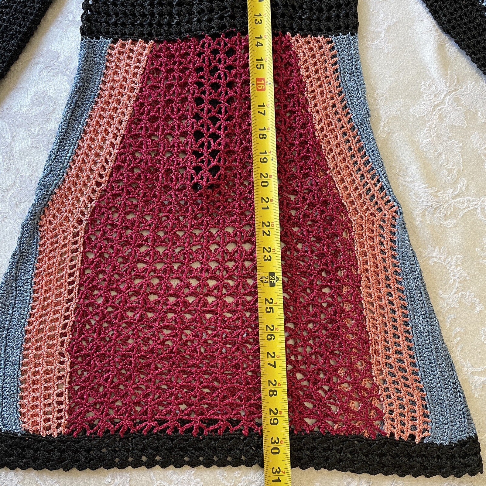 BEBE Colorful Crochet Knit Long Sleeve Mini Dress, Size XS9