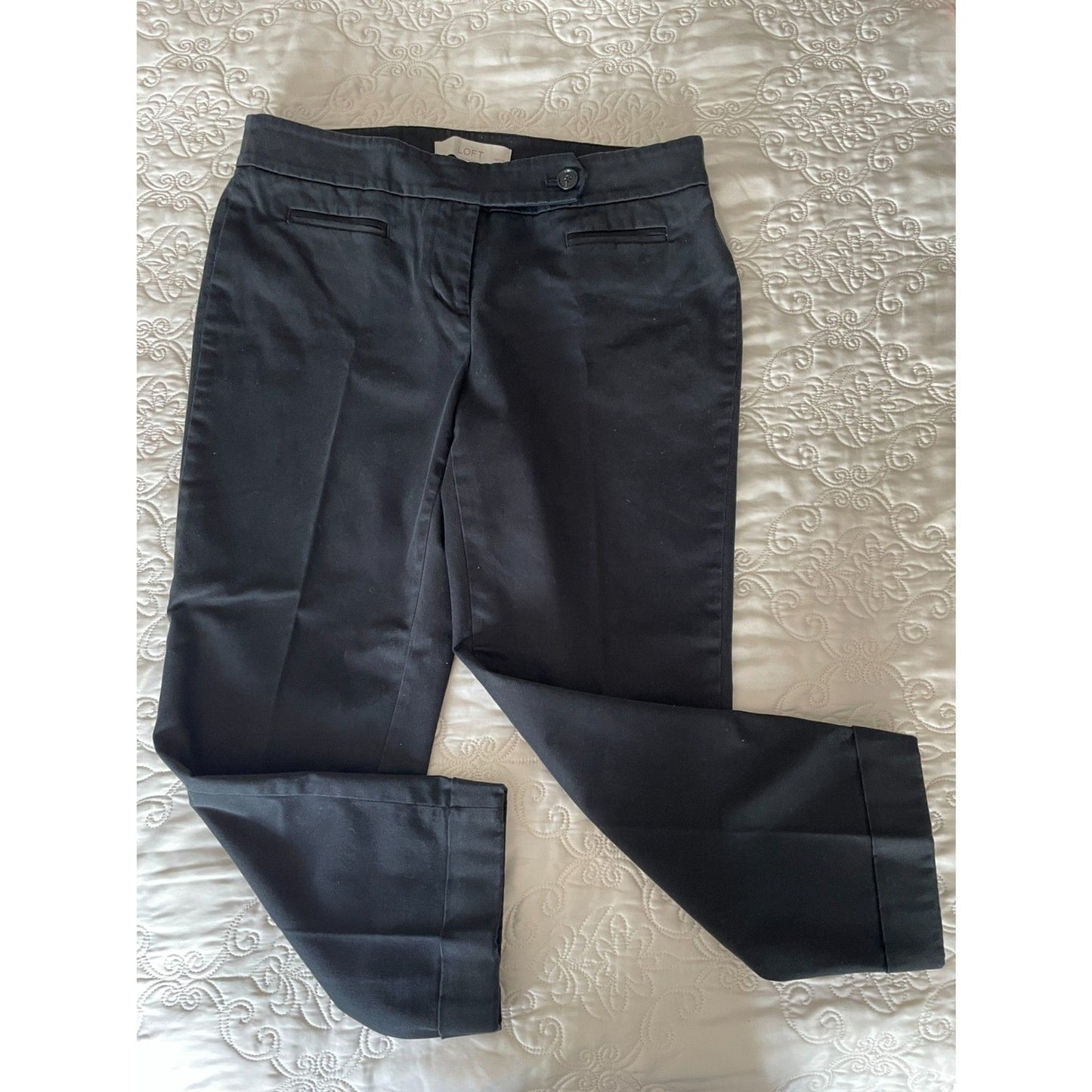 LOFT Black Chino Capri Pants, Size 4P0