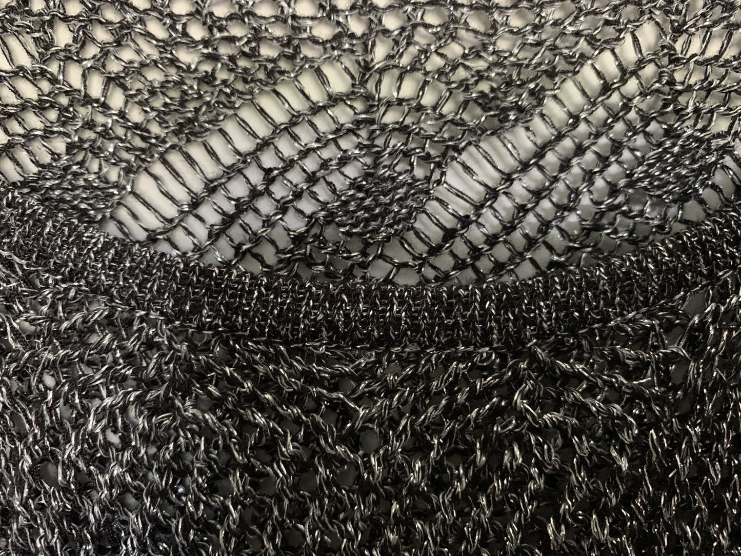 CACHE Open Knit METALLIC Silver Crochet Sweater, Size S4