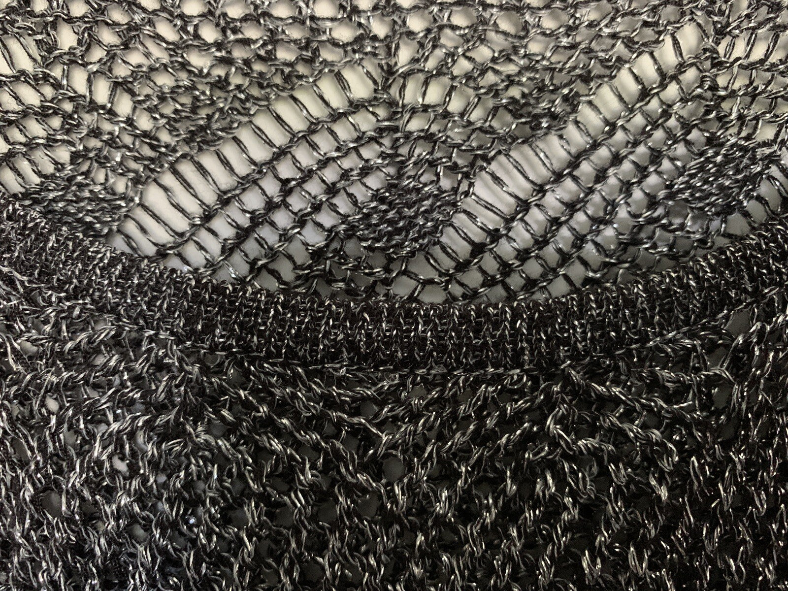 CACHE Open Knit METALLIC Silver Crochet Sweater, Size S4