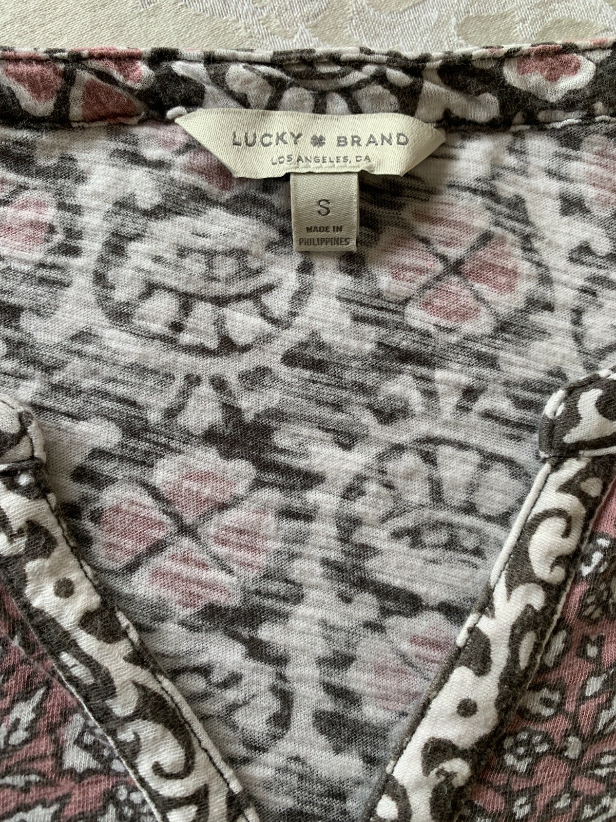 LUCKY BRAND Henley Boho Long Sleeve Print Jersey, Small4