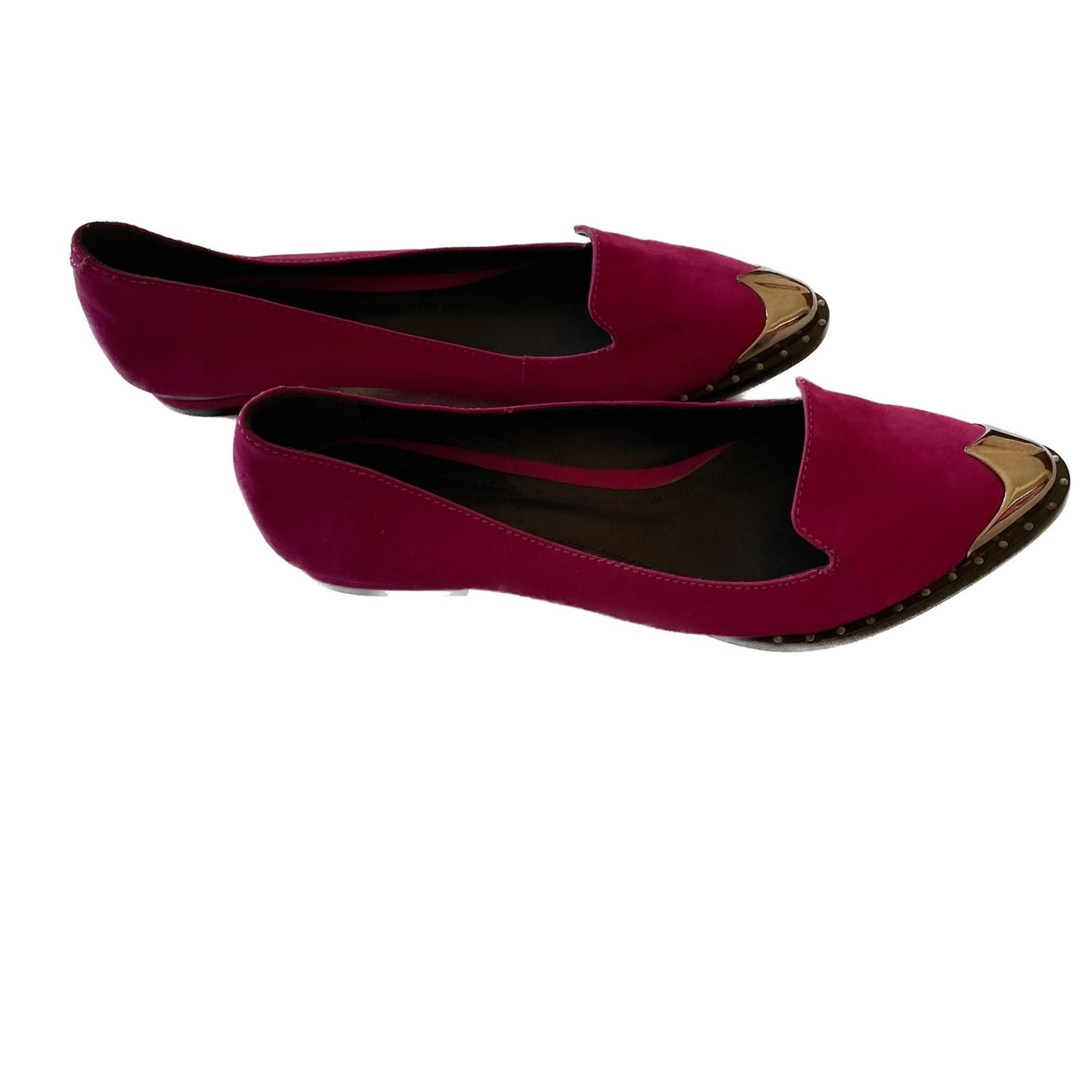 SCHUTZ New Fuchsia Suede Leather Loafers with Silver Pointed Toe, Size 63