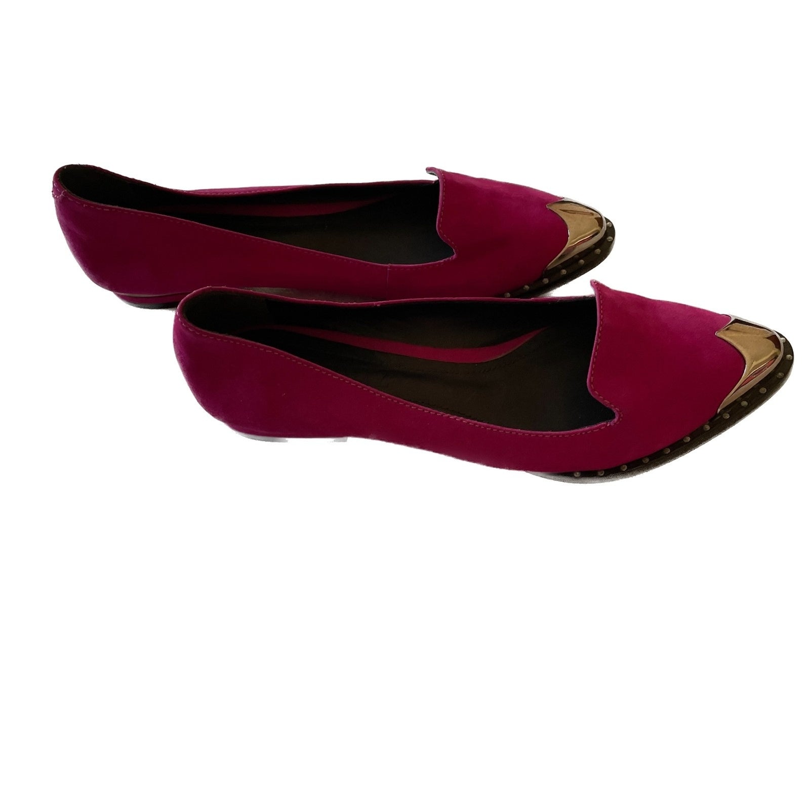 SCHUTZ New Fuchsia Suede Leather Loafers with Silver Pointed Toe, Size 63