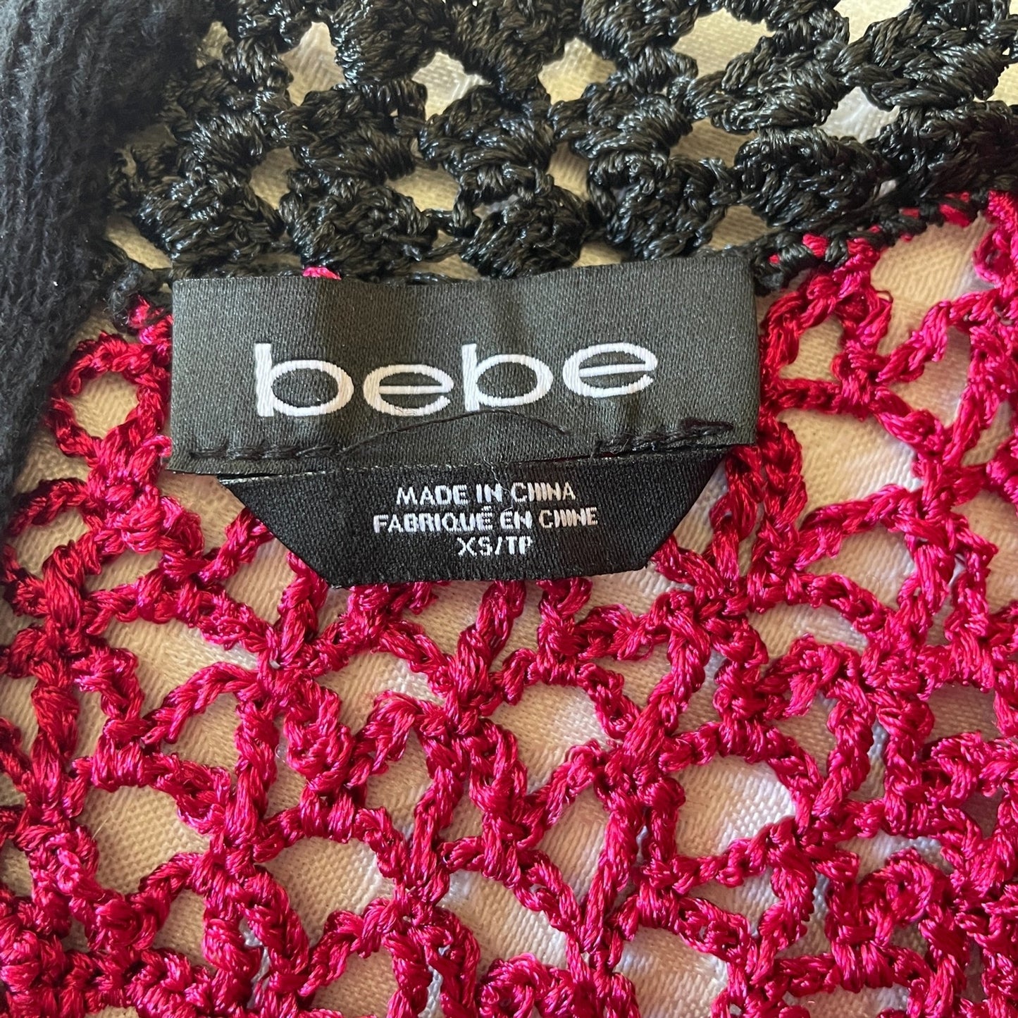 BEBE Colorful Crochet Knit Long Sleeve Mini Dress, Size XS6