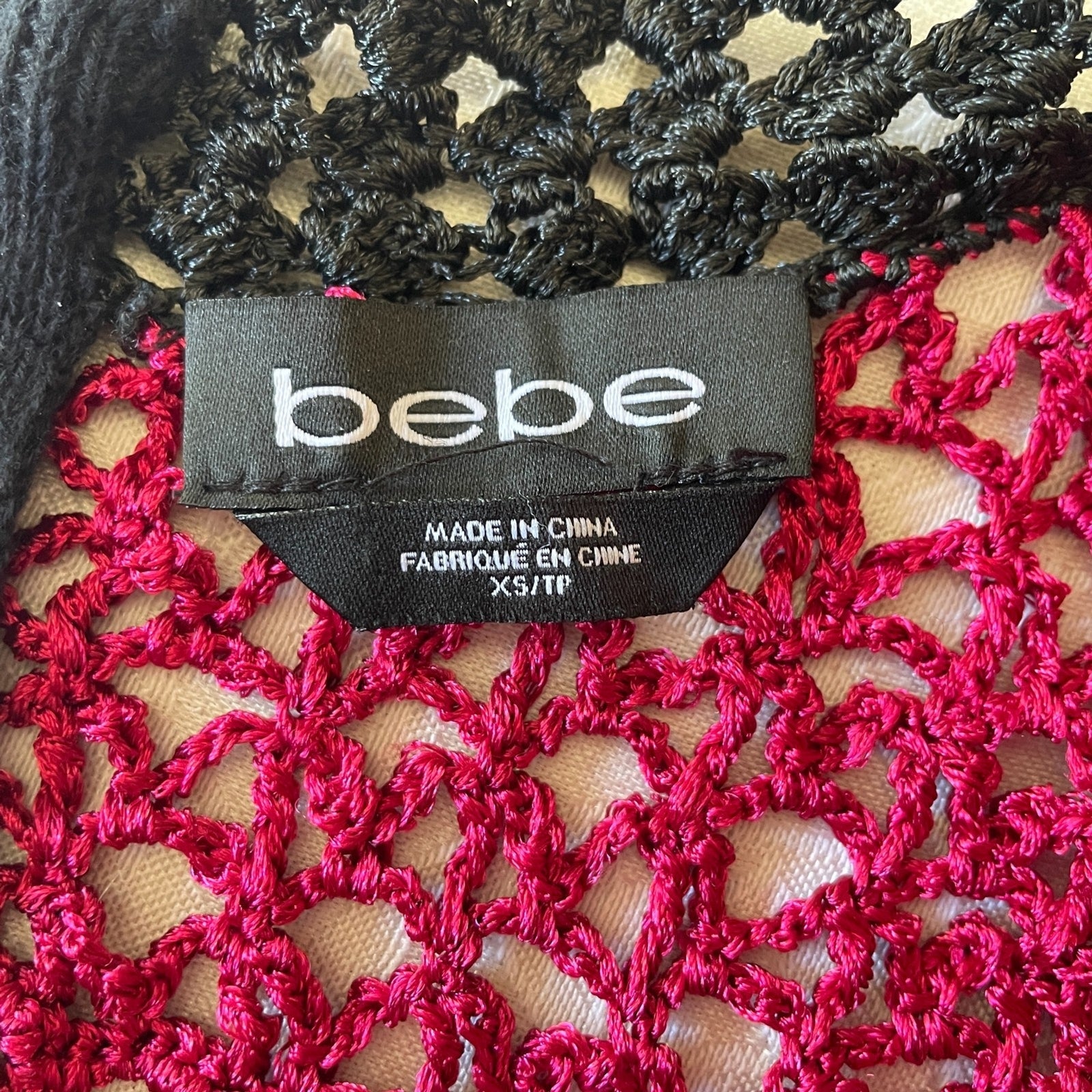 BEBE Colorful Crochet Knit Long Sleeve Mini Dress, Size XS6