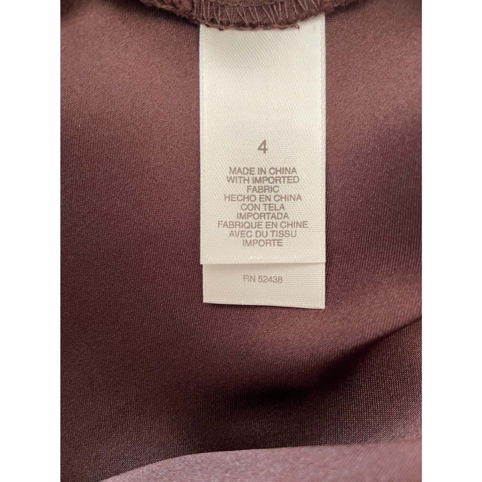 LIZ CLAIRBORNE Chocolate Brown Sheer Dress with Satin Sash Bow, Size 49