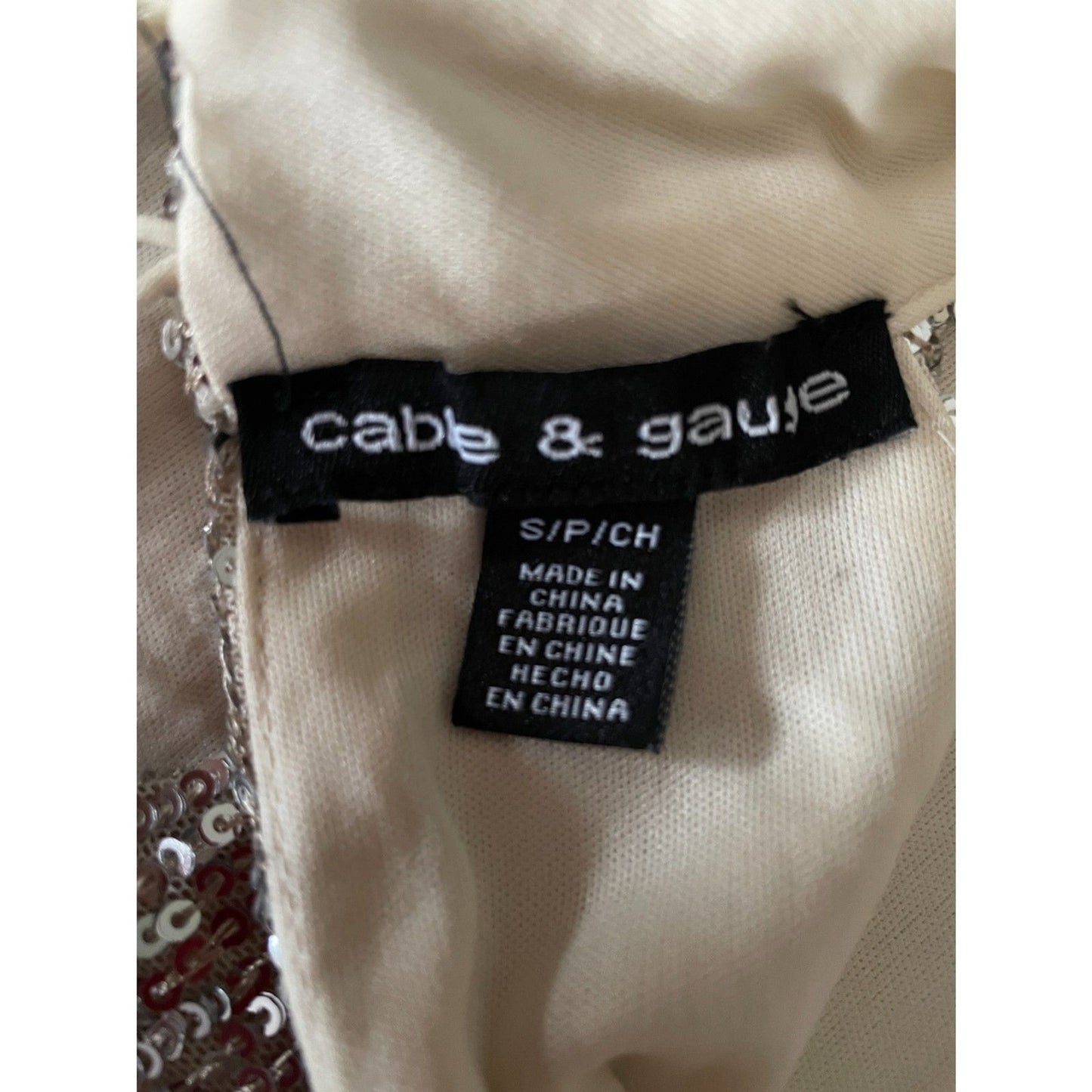 CABLE & GAUGE New Cream Sequin Sleeveless Turtleneck Halter Top, Size Small5