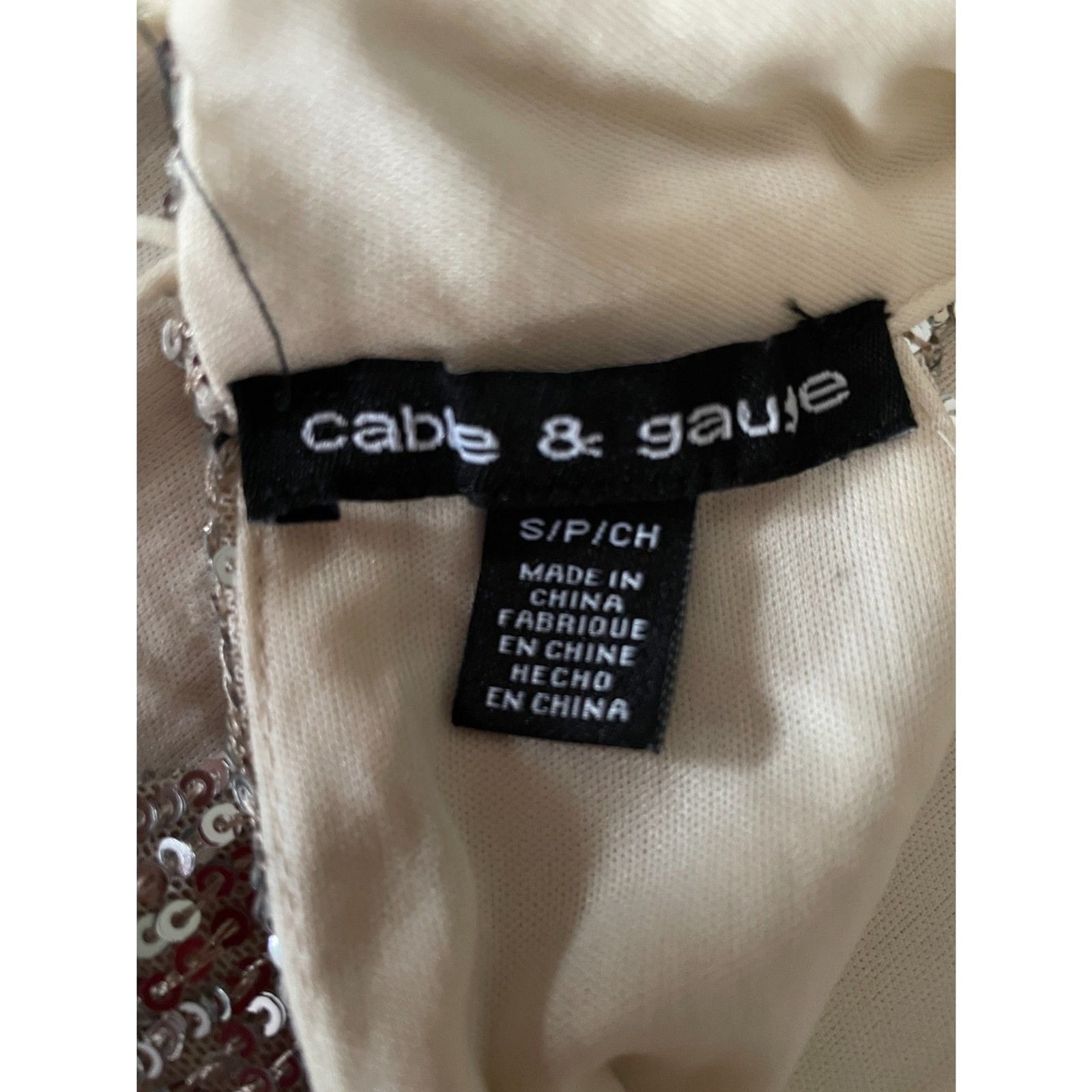 CABLE & GAUGE New Cream Sequin Sleeveless Turtleneck Halter Top, Size Small5