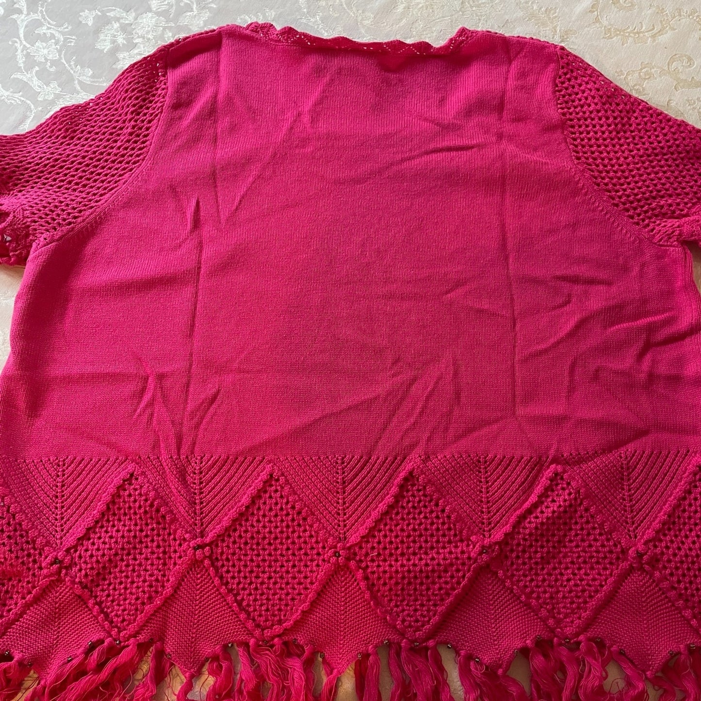 ANTTHONY MARK HANKINS ORIGINAL New % Cotton Crochet Fuchsia Sweater, Size 3X9