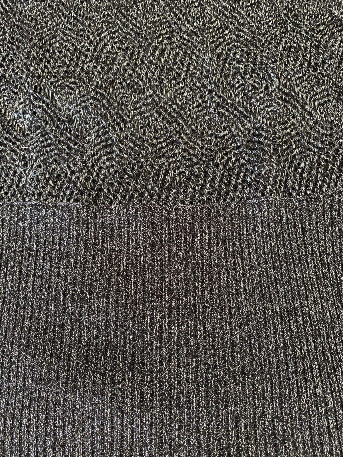 CACHE Open Knit METALLIC Silver Crochet Sweater, Size S8