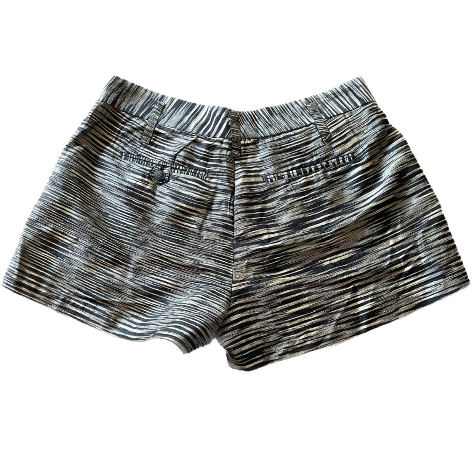 RAG & BONE New Black Gold Metallic % Silk Shorts, Size 101