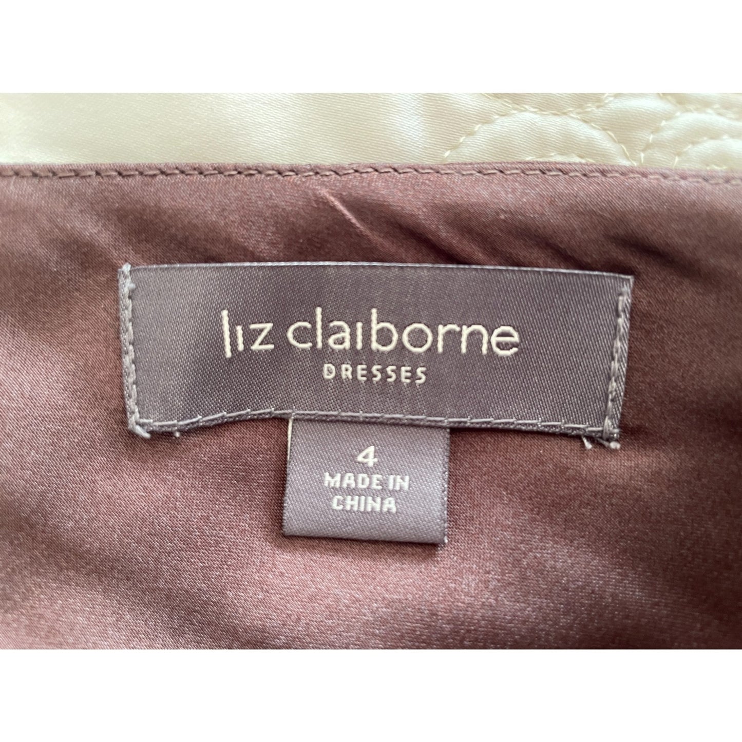 LIZ CLAIRBORNE Chocolate Brown Sheer Dress with Satin Sash Bow, Size 47