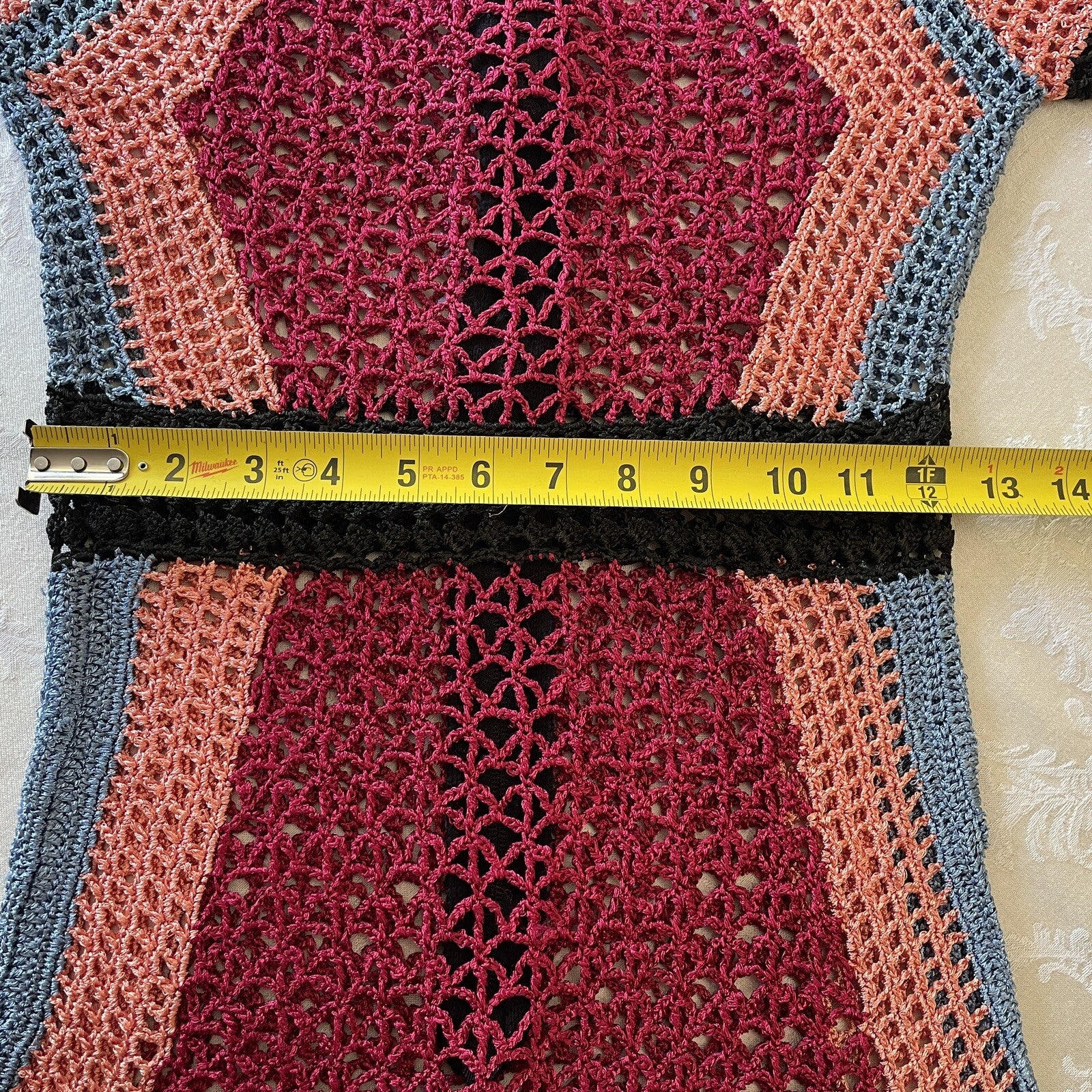 BEBE Colorful Crochet Knit Long Sleeve Mini Dress, Size XS11