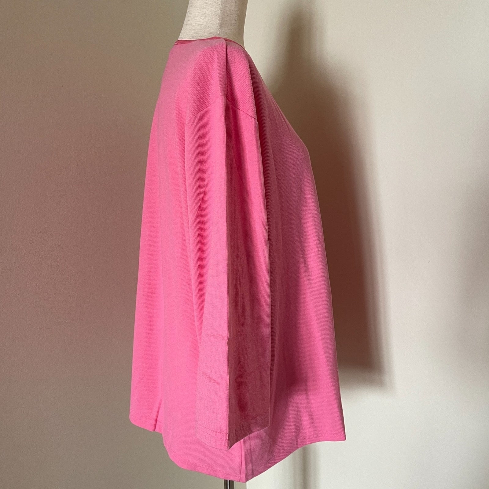 DENIM & CO New Pink 3/4 Sleeve V-Neck Sweater, Size 3X2