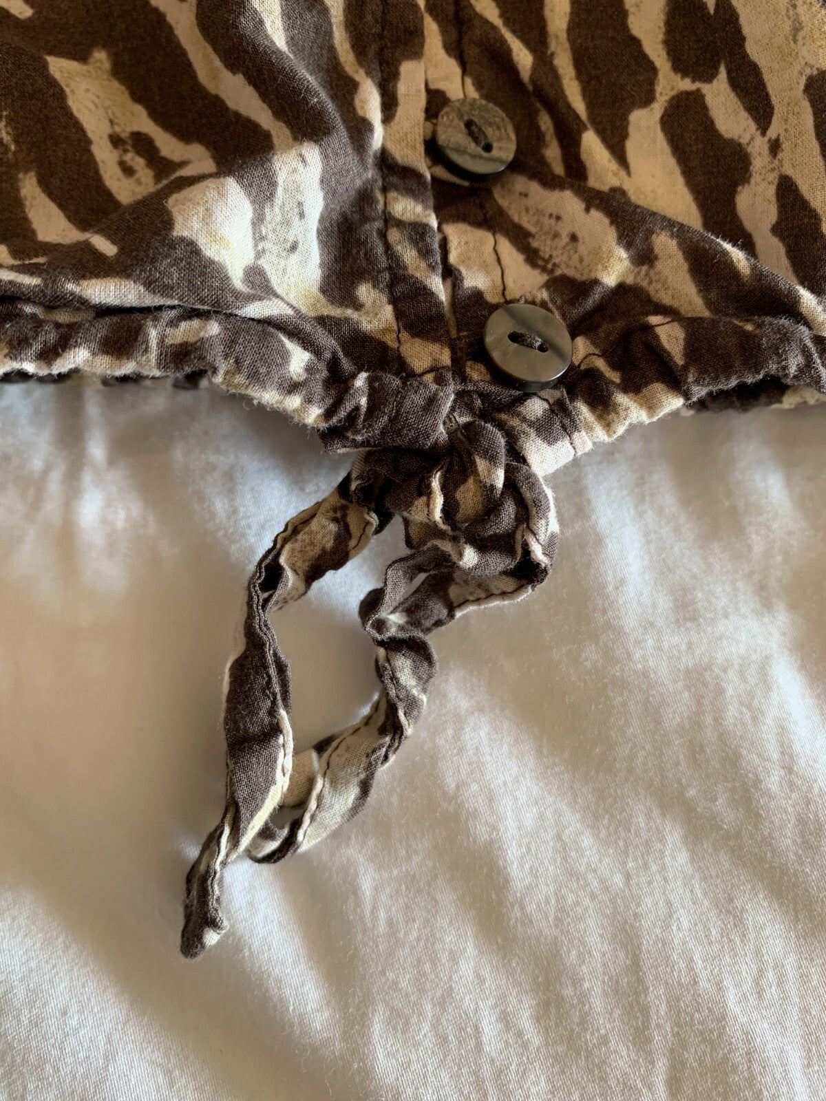 LOFT 100% Cotton Brown & Cream Animal Print Tank with Ruffles4