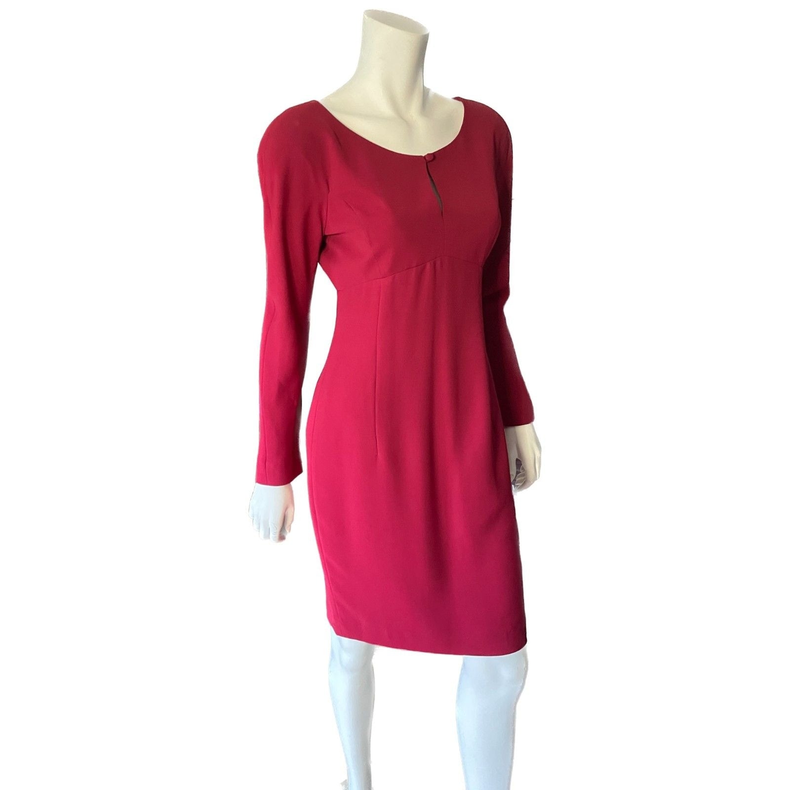 TARAHI NWOT Deep Red Long Sleeve Fitted Pencil Dress, Size 60