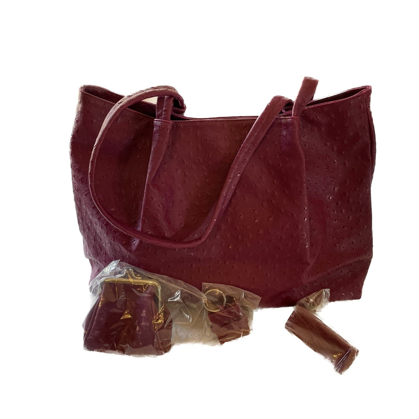 New Raspberry Vinyl Multi-functional Water-Proof Handbag with Accessories0