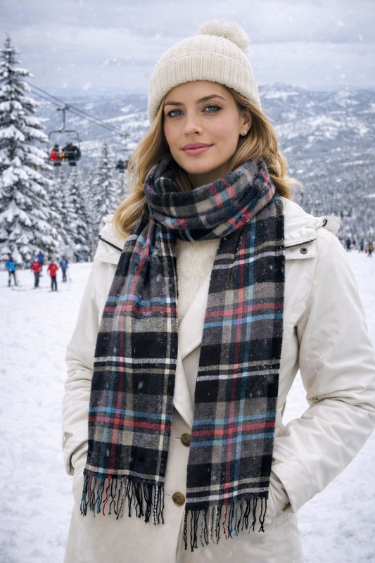 100% Cashmere Plaid Scarf – Made in Scotlan