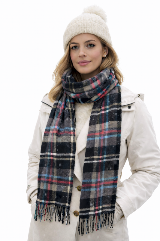 100% Cashmere Plaid Scarf – Made in Scotlan