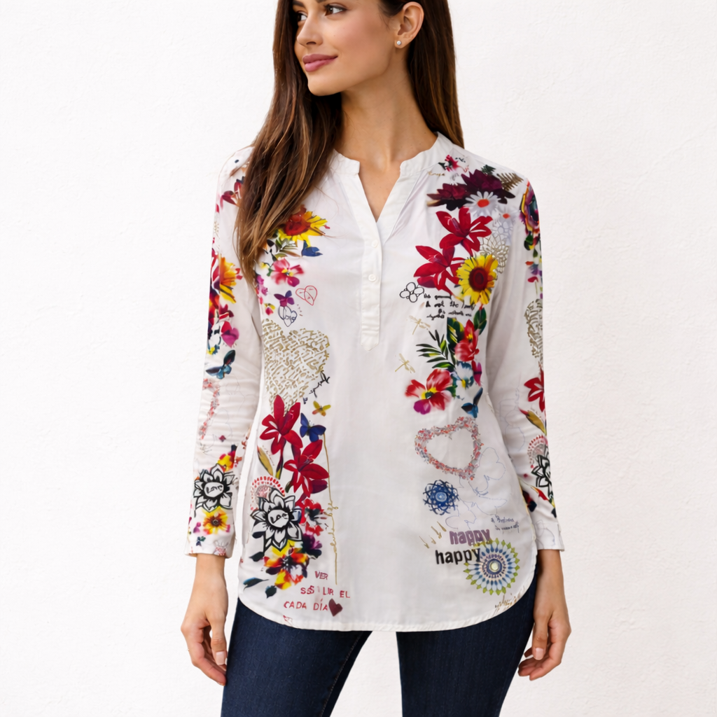 DESIGUAL White Colorful Floral Tunic