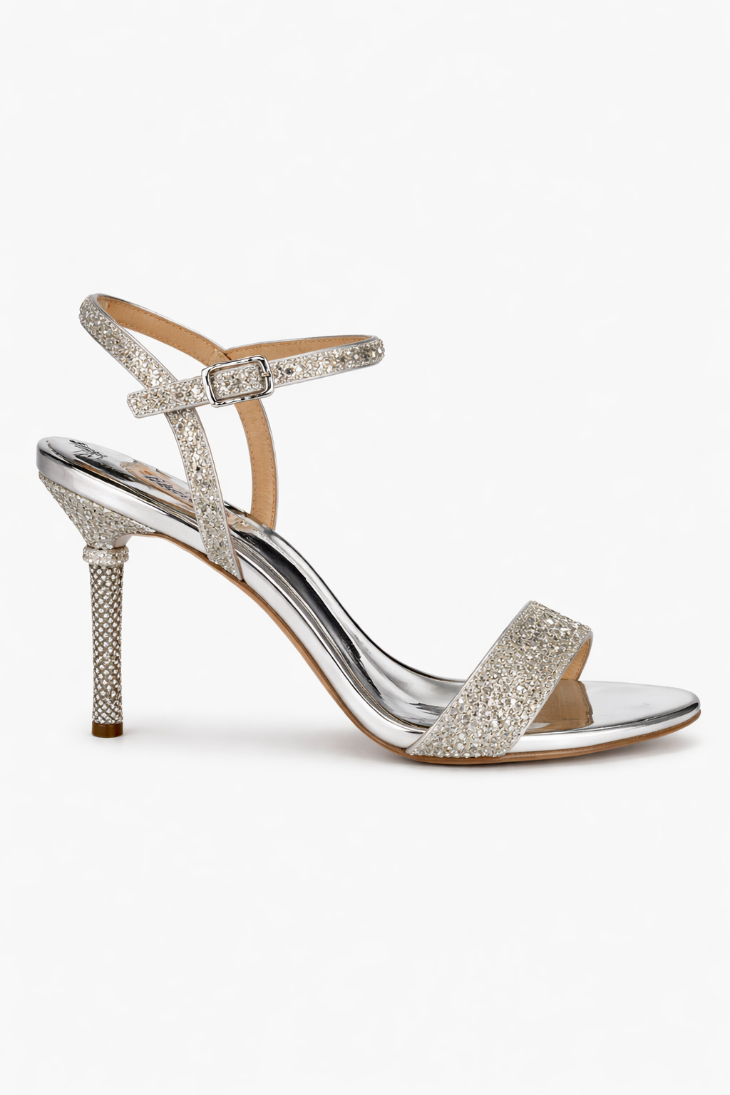 Badgley Mischka Olympia Glitter Stiletto Heels – Silver – Size 7.5