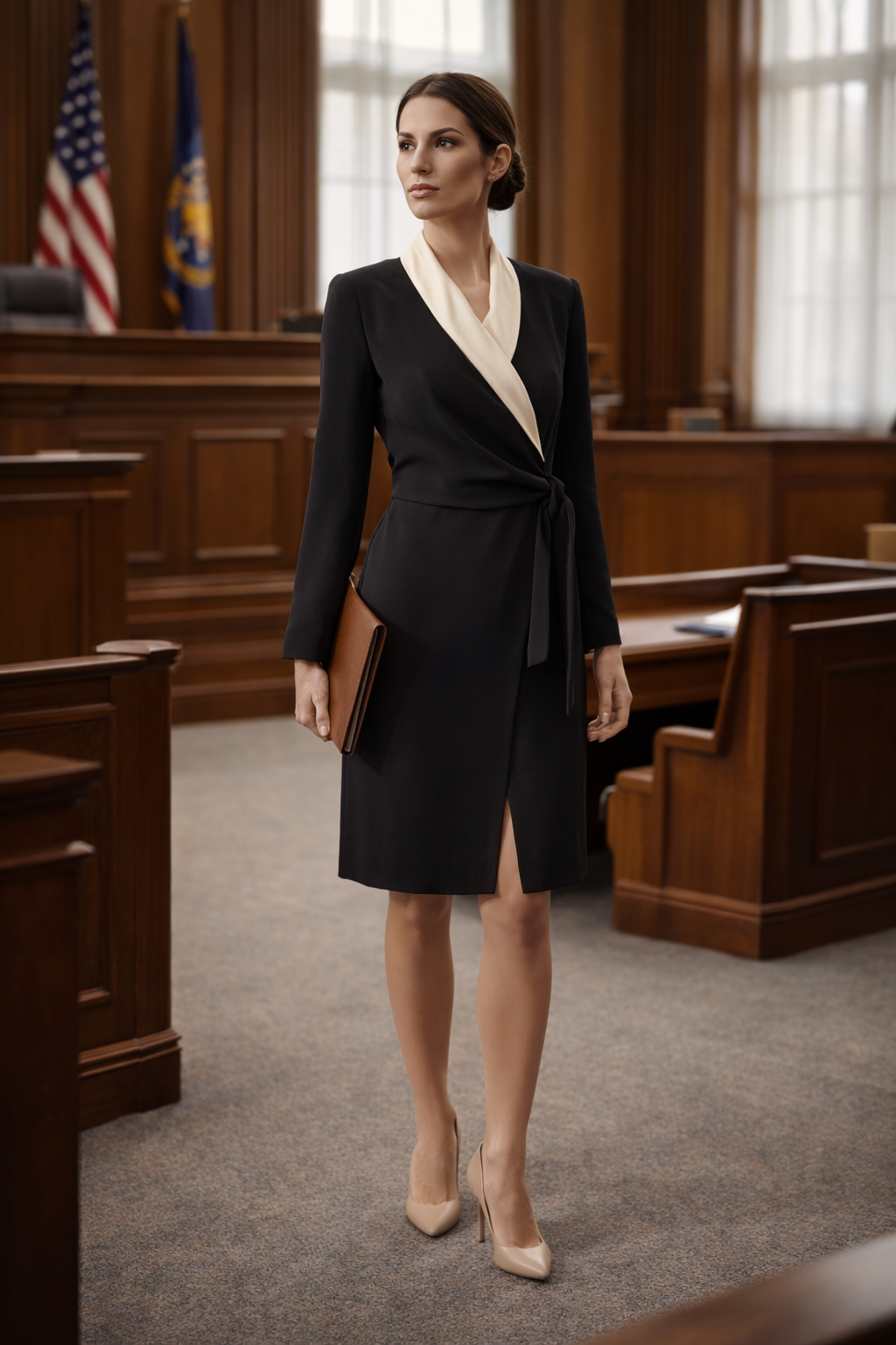 JONES NEW YORK Black Tuxedo Wrap Dress – Size 4P