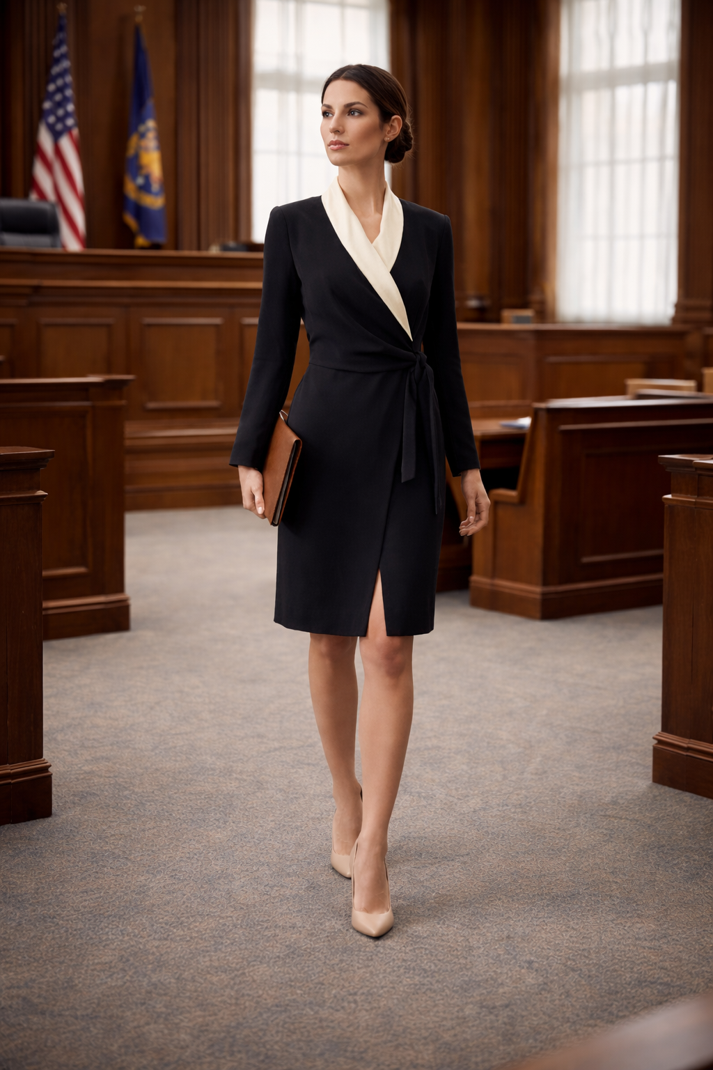 JONES NEW YORK Black Tuxedo Wrap Dress – Size 4P