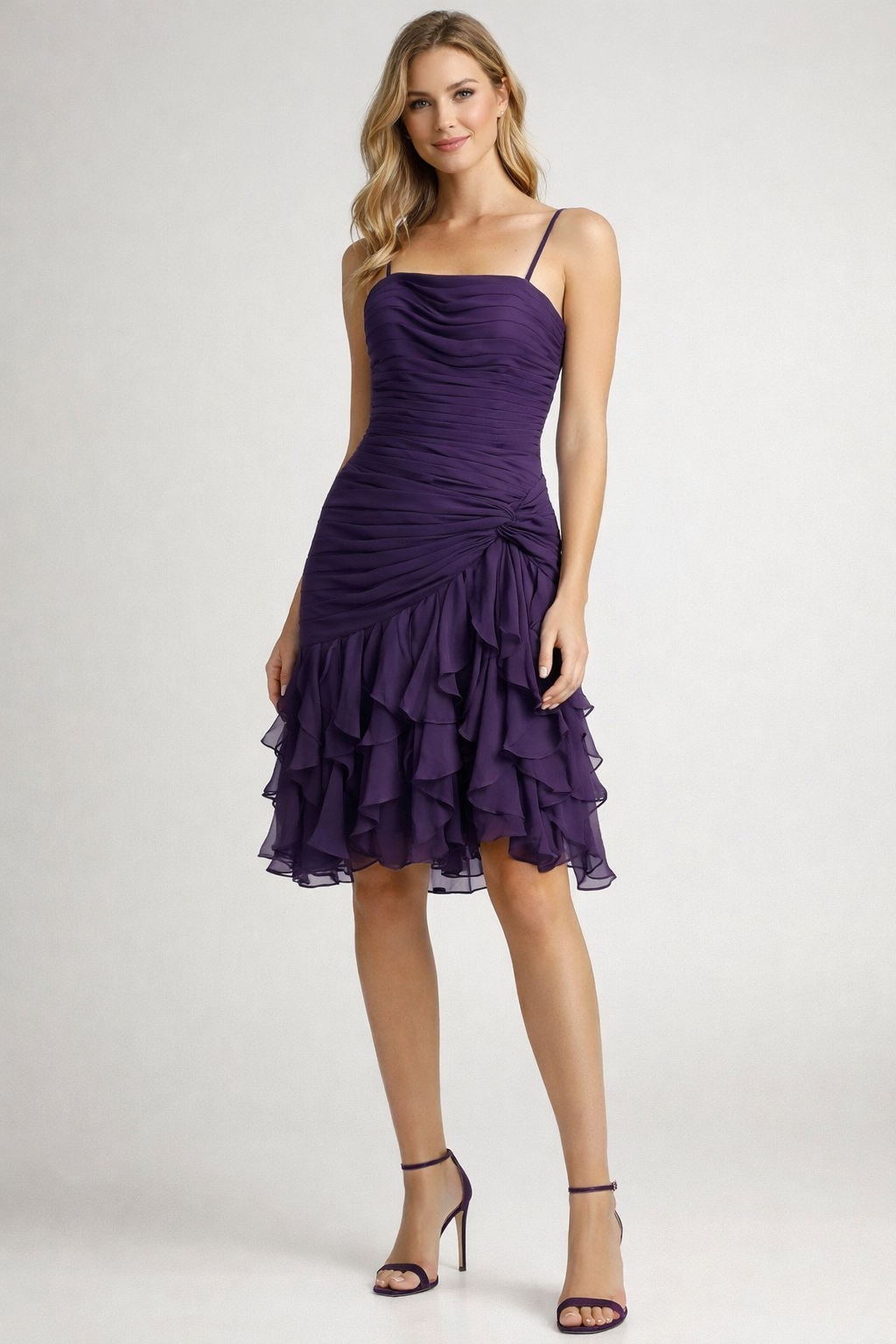 Pretty Maids Strapless Ruffle Cocktail Dress – Grape