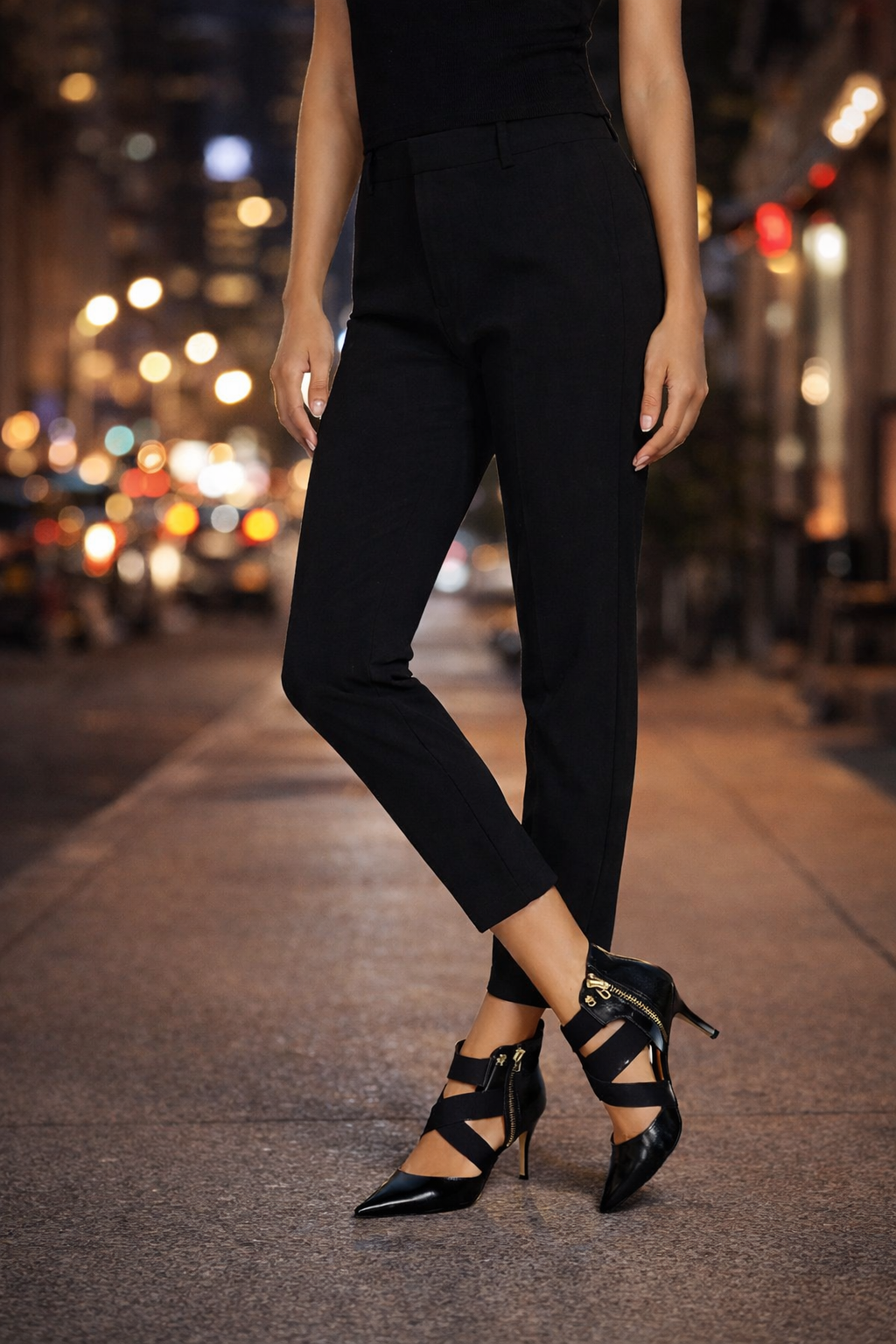 MICHAEL KORS Meadow Black Patent Leather Strappy Pointed-Toe Pumps – Size 7