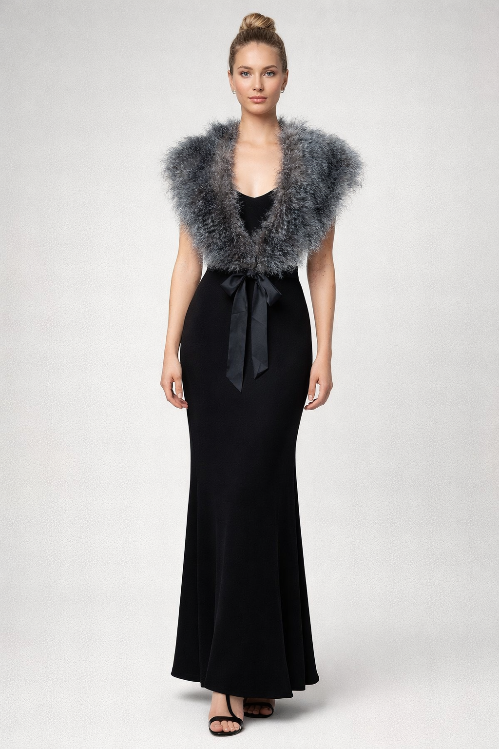 RANDOLPH DUKE Faux Fur Removable Stole Collar – Silver & White Tones – NWT