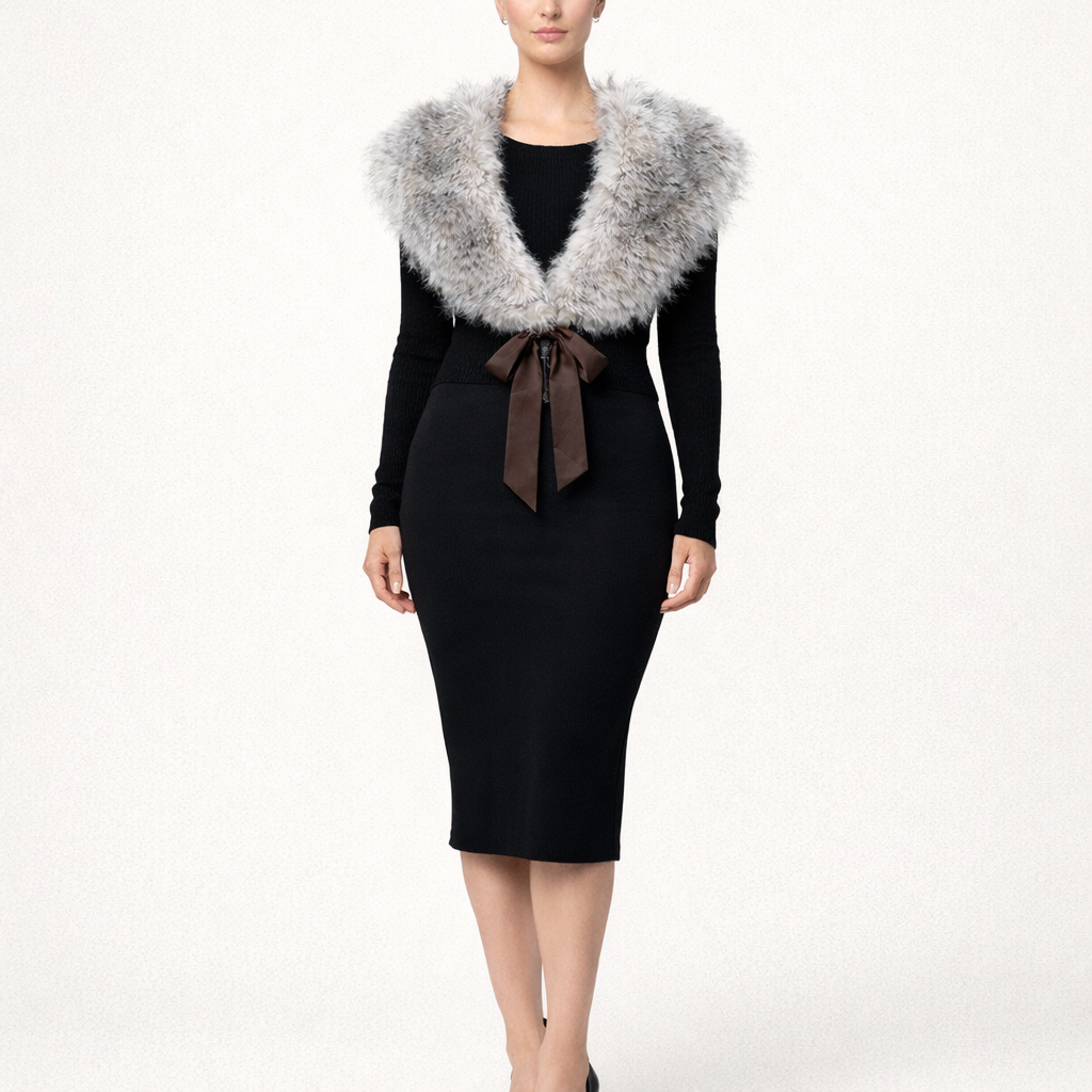 RANDOLPH DUKE Faux Fur Removable Stole Collar – Silver & White Tones – NWT