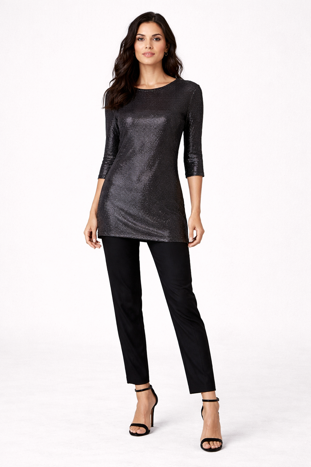 LOLA & SOPHIE Gunmetal Metallic Pullover Sweater – Size Small – NWT