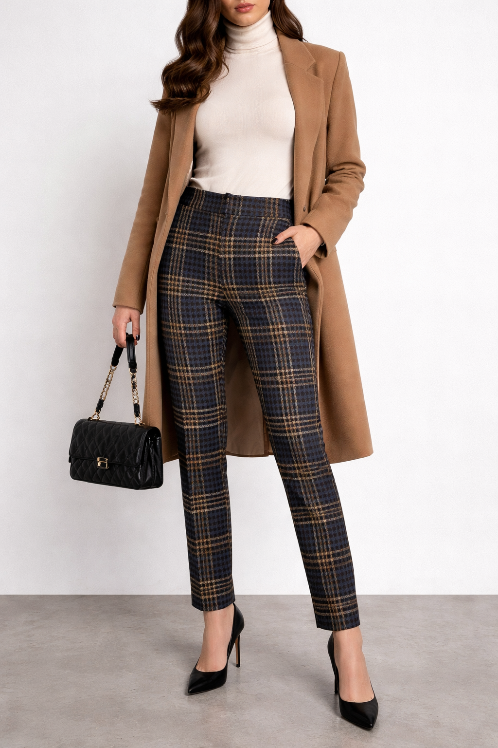 BOSTON PROPER Navy Multi Plaid Trouser Pants – Size 2 (NWOT)