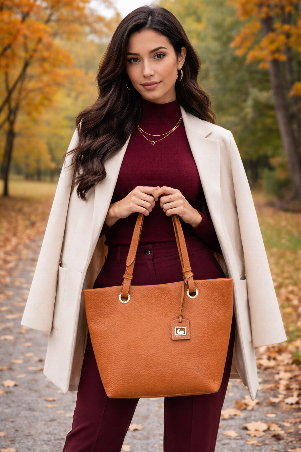 DOONEY & BOURKE Camel Pebble Leather Tote Bag Large Shoulder Handbag