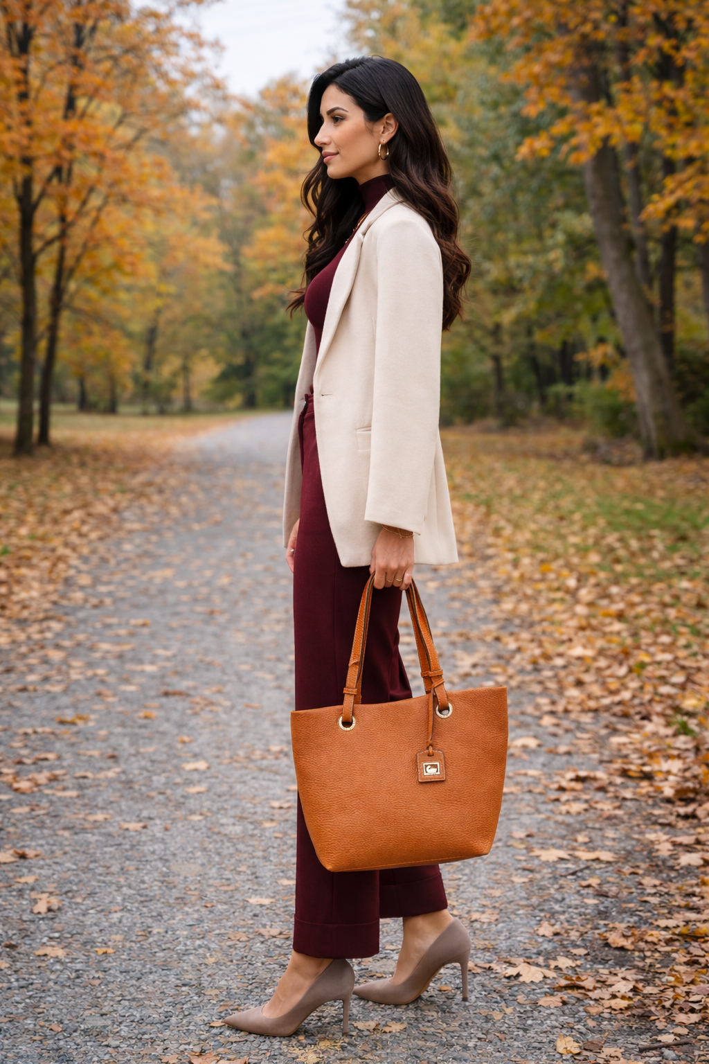 DOONEY & BOURKE Camel Pebble Leather Tote Bag Large Shoulder Handbag
