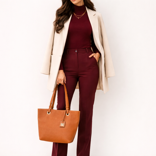 DOONEY & BOURKE Camel Pebble Leather Tote Bag Large Shoulder Handbag