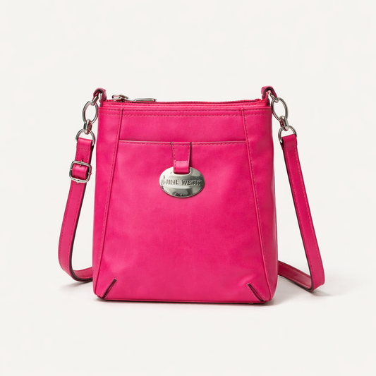 NINE WEST Pink Crossbody Bag with Zipper Closure