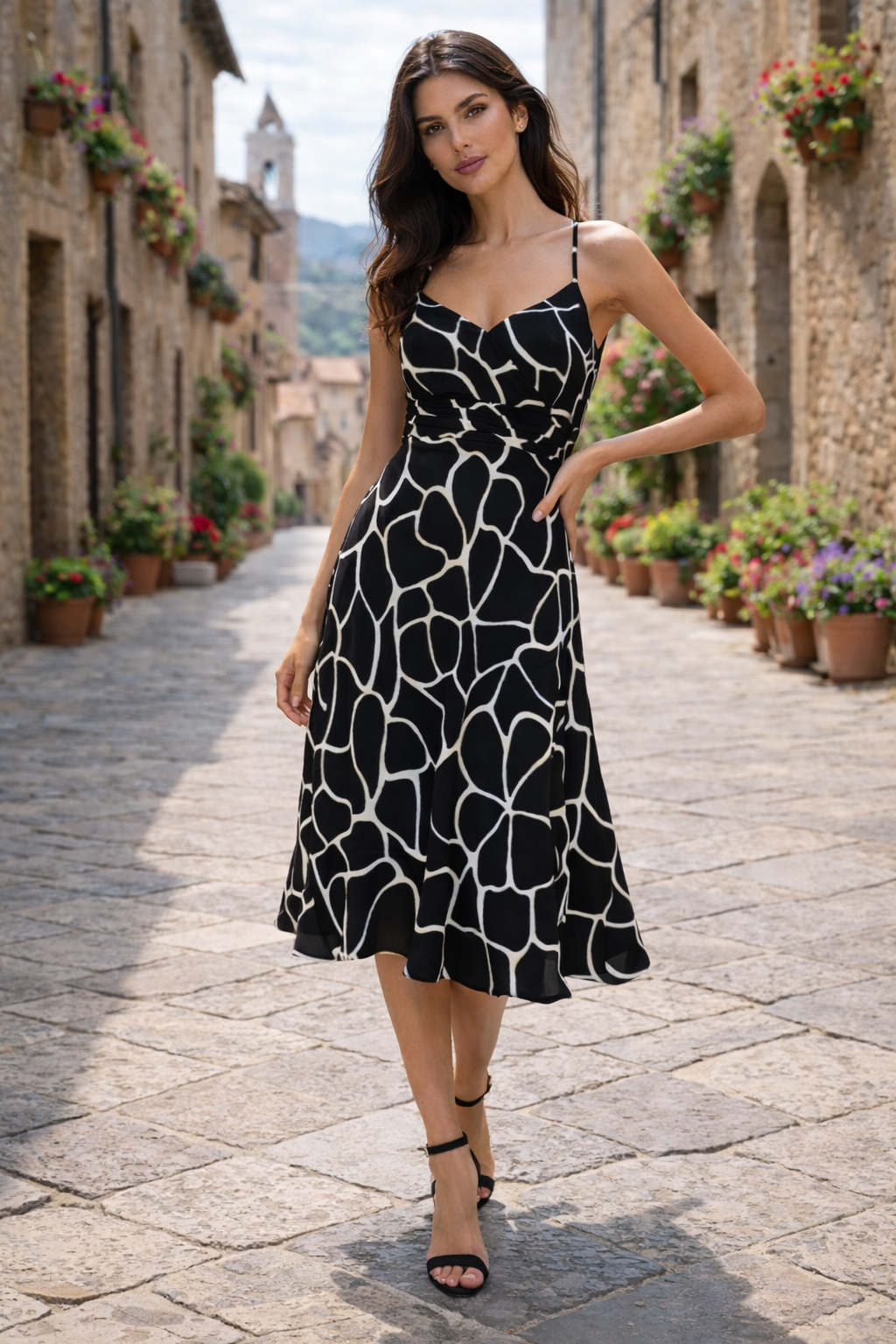 ANN TAYLOR 100% Silk Giraffe Print Halter Dress