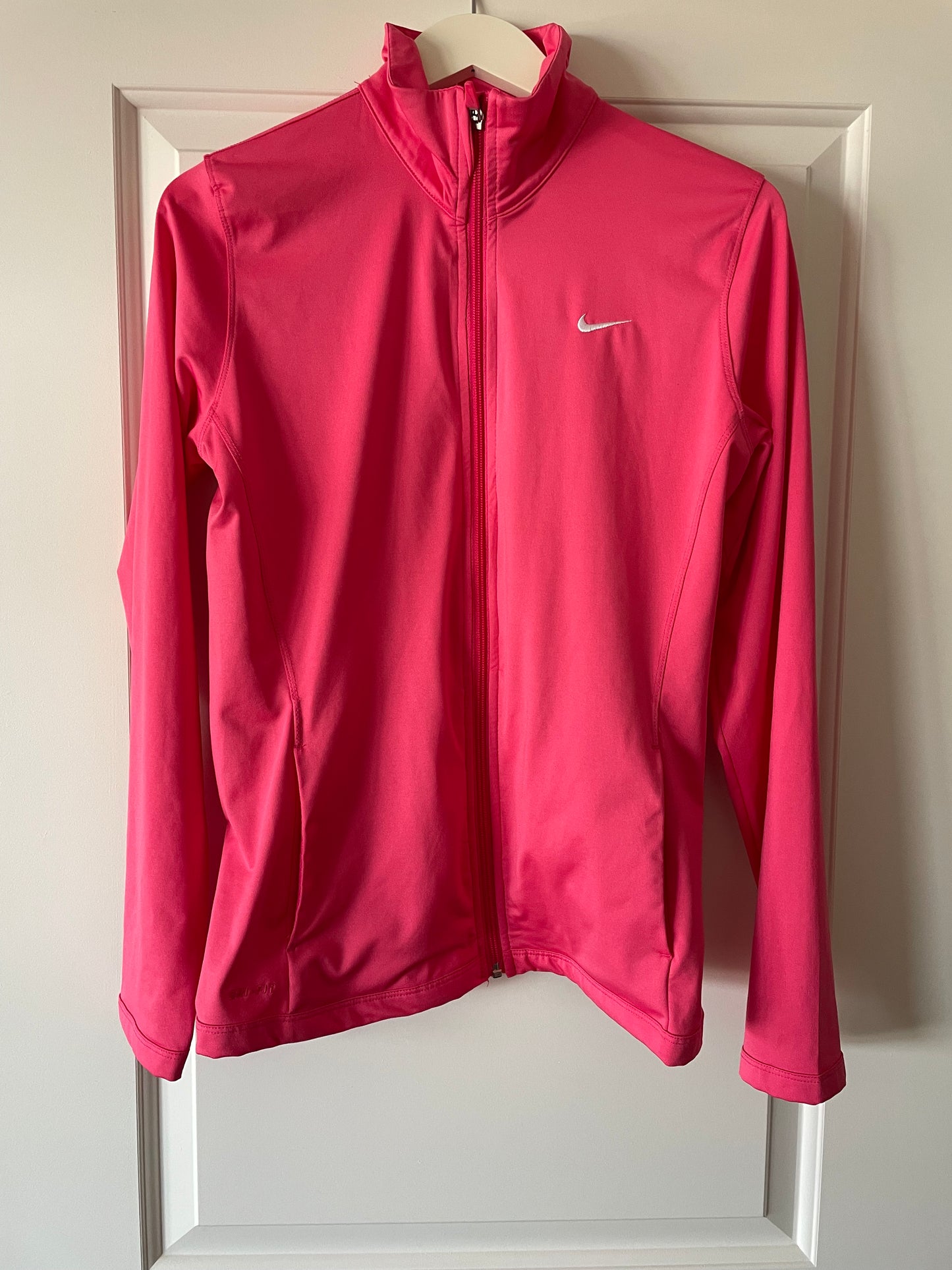Nike Dri-Fit Pink Full Zip Athletic Jacket – Fitted Running Training Layer - Size M