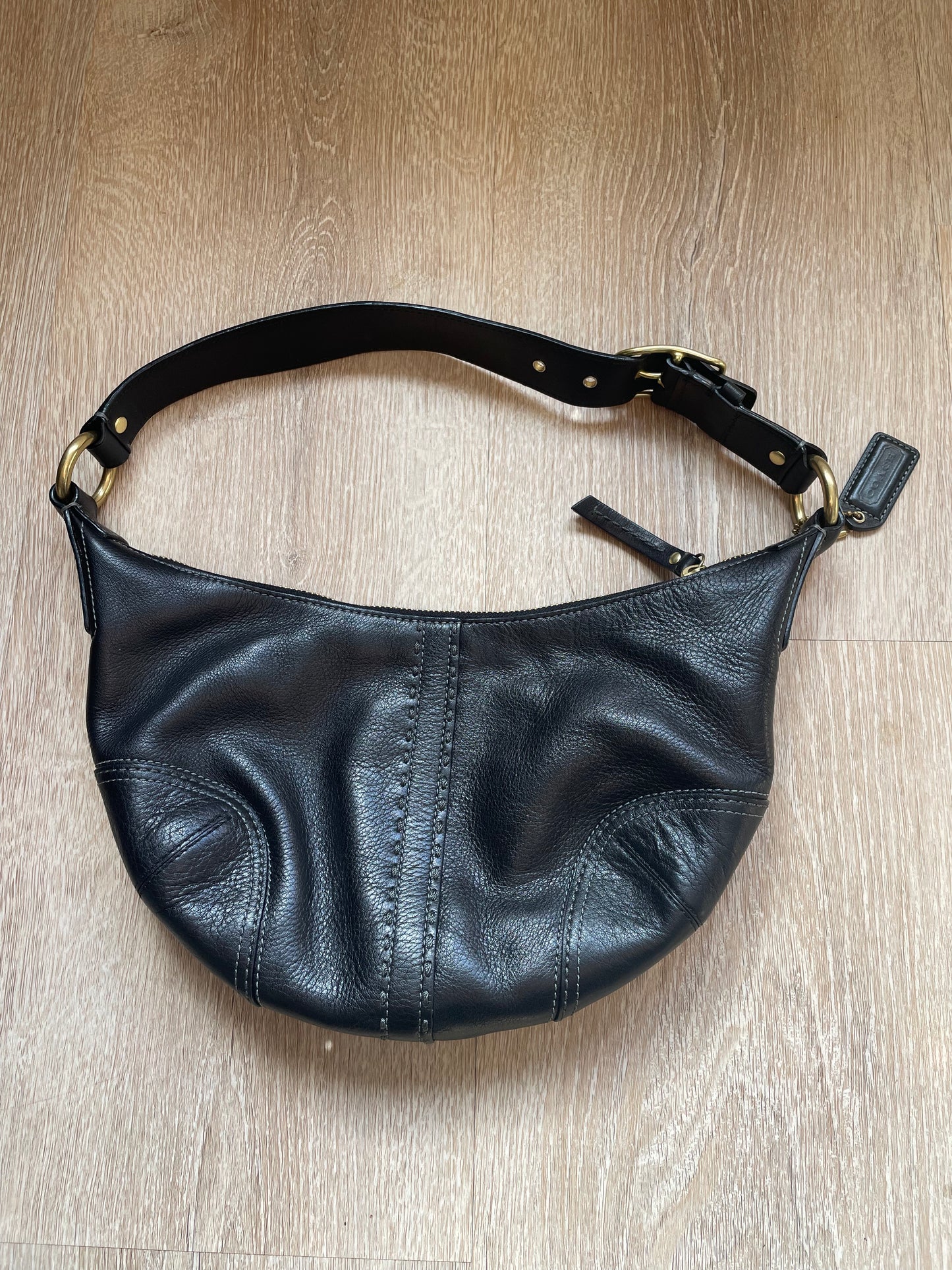 Coach Carly Black Leather Hobo Shoulder Bag | Classic Slouchy Everyday Purse