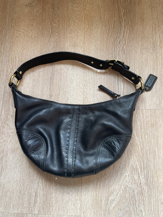 Coach Carly Black Leather Hobo Shoulder Bag | Classic Slouchy Everyday Purse