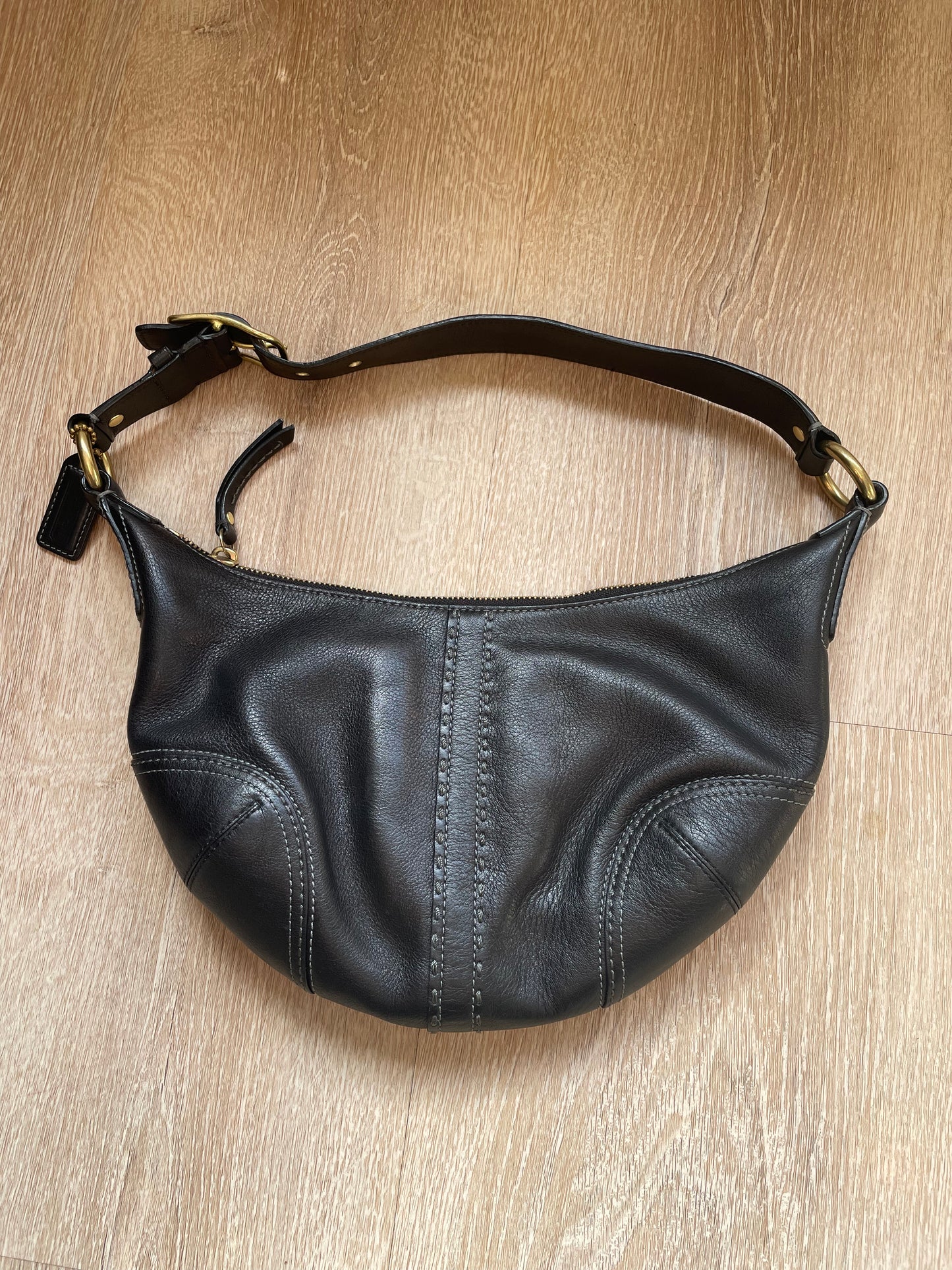 Coach Carly Black Leather Hobo Shoulder Bag | Classic Slouchy Everyday Purse