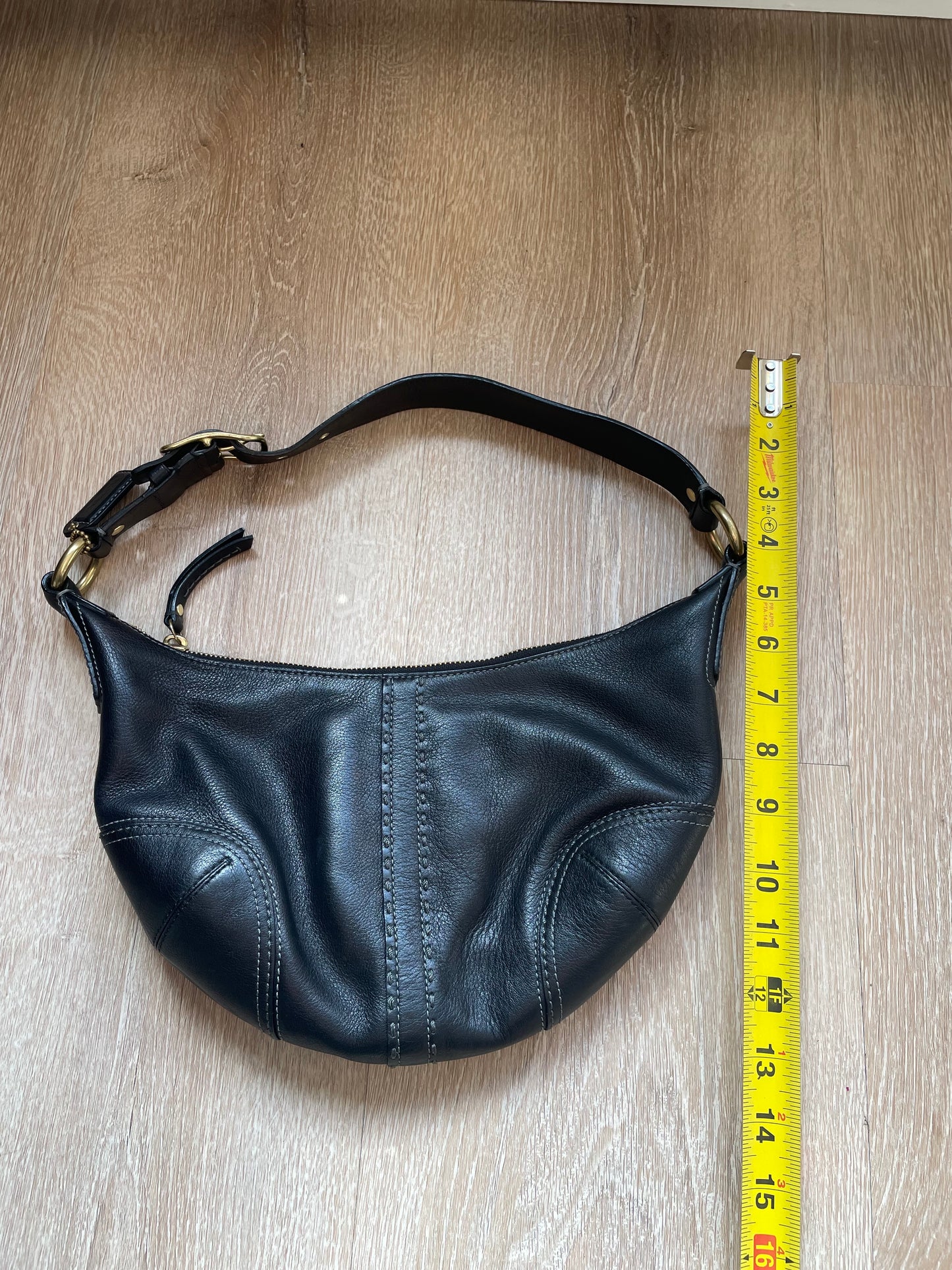 Coach Carly Black Leather Hobo Shoulder Bag | Classic Slouchy Everyday Purse
