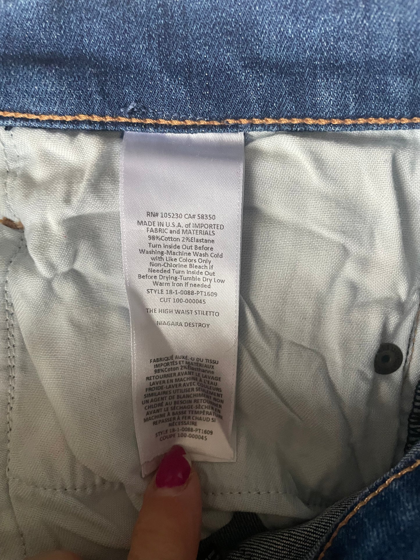 Current/Elliott Distressed Skinny Jeans Medium Wash Mid Rise Stretch Denim Size 27